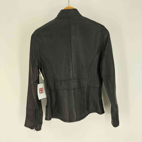 Islay 羊革 シープレザー フロントタック ジップアップ レザー ジャケット レディース 4