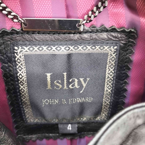 Islay 羊革 シープレザー フロントタック ジップアップ レザー ジャケット レディース 4
