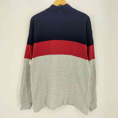 エルエルビーン L.L.Bean 80s USA製 モックネック マルチカラーボーダー長袖カットソー メンズ import:L