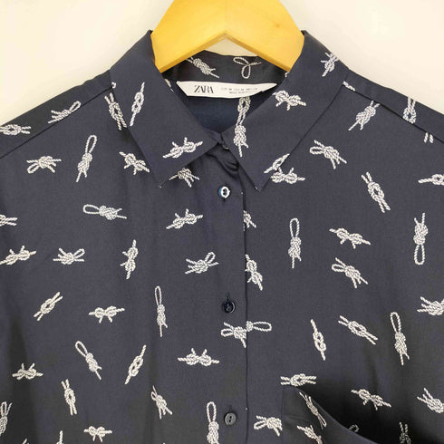 ザラ ZARA satin printed shirt レディース import:M
