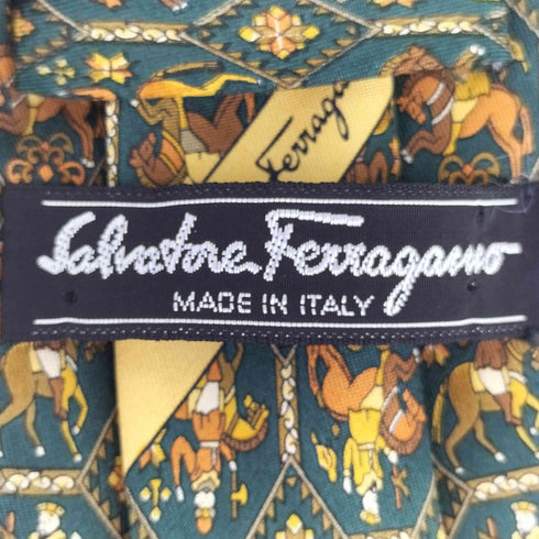 サルヴァトーレフェラガモ Salvatore Ferragamo 総柄 シルクネクタイ メンズ
