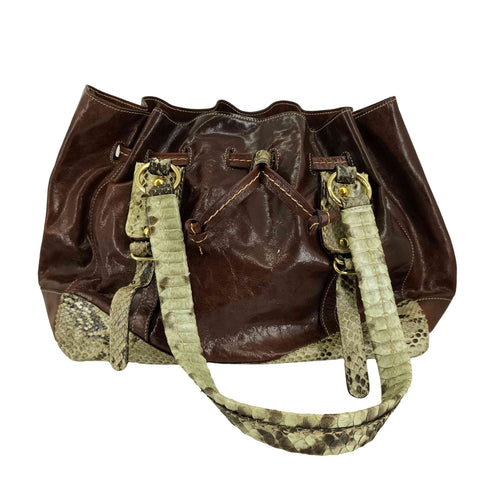 H&H パイソン型押し切替 レザーハンドバッグ レディース
