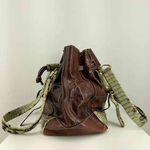 H&H パイソン型押し切替 レザーハンドバッグ レディース