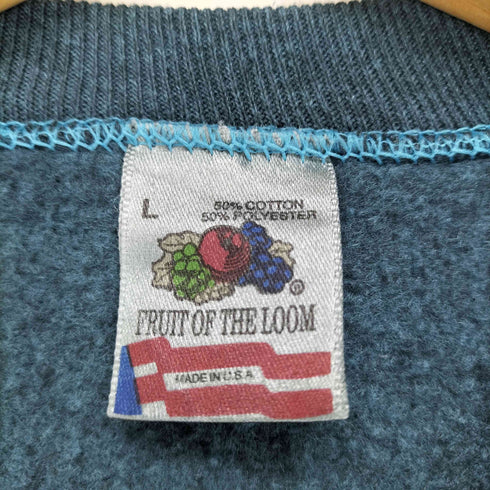 フルーツオブザルーム FRUIT OF THE LOOM 90S 1991コピーライト THE PAJAMA GAME クルーネックラグランスウェット 後染め メンズ JPN:L
