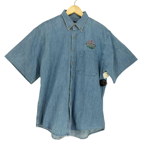 ランズエンド LANDS END 企業ロゴ刺繍半袖デニムシャツ メンズ JPN:L