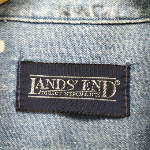 ランズエンド LANDS END 企業ロゴ刺繍半袖デニムシャツ メンズ JPN:L