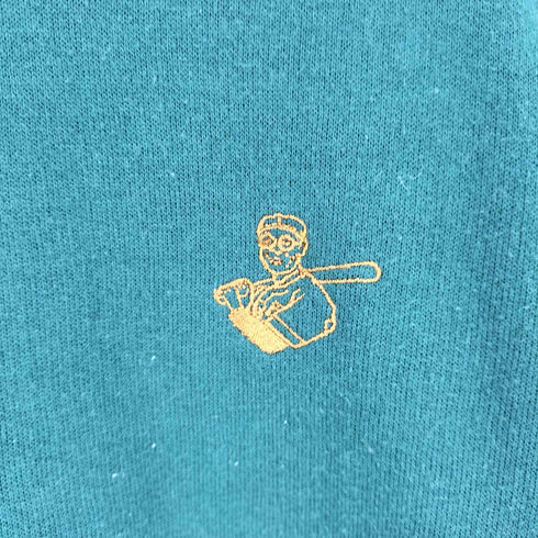 RWCHE LIFE IS VERY FUNNY ワンポイント刺繍 ラグランスウェット メンズ JPN:L