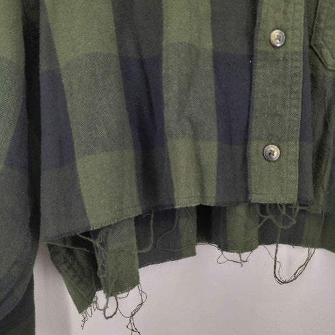 BLUE MOUNTAIN カットオフ加工 L/S ネルシャツ レディース 3XL