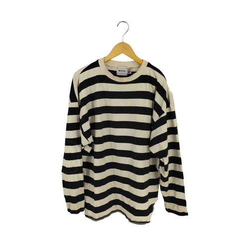 ホワイト WHITE エルボーパッチ ボーダーL/Sカットソー レディース