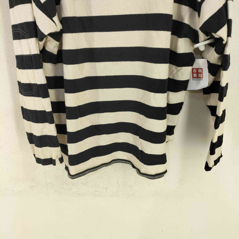 ホワイト WHITE エルボーパッチ ボーダーL/Sカットソー レディース