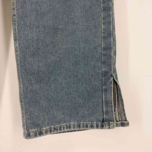 サイドカットオフデザインワイドデニムパンツ レディース JPN:M