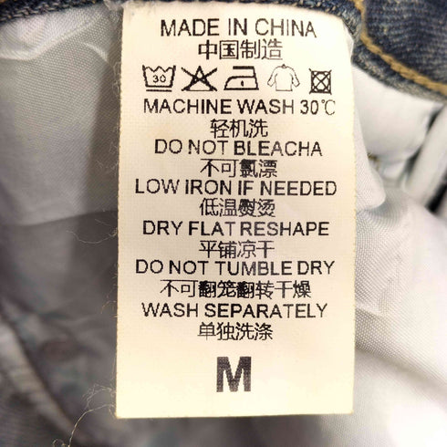 サイドカットオフデザインワイドデニムパンツ レディース JPN:M