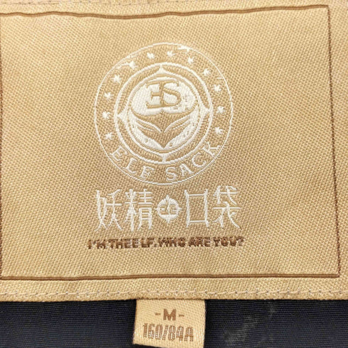 ELF SACK 妖精de口袋 総柄 比翼 ドローコードデザイン ダブルジップ フーデッド ダウン ジャケット レディース JPN:M