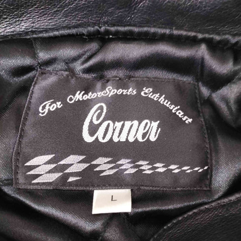 CORNER 総刺繍 レザーレーシングジャケット メンズ JPN:L