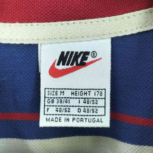ナイキ NIKE 銀タグ ロゴ刺繍 ハーフジップ マルチボーダー ポロシャツ メンズ import:M