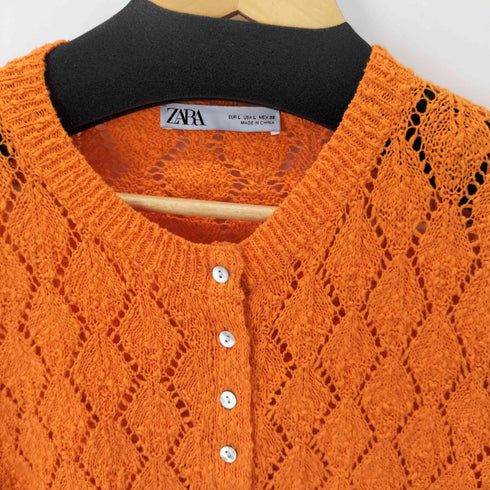 ザラ ZARA POINTELLE KNIT CARDIGAN ダイヤモンド編みニットカーディガン レディース JPN:L