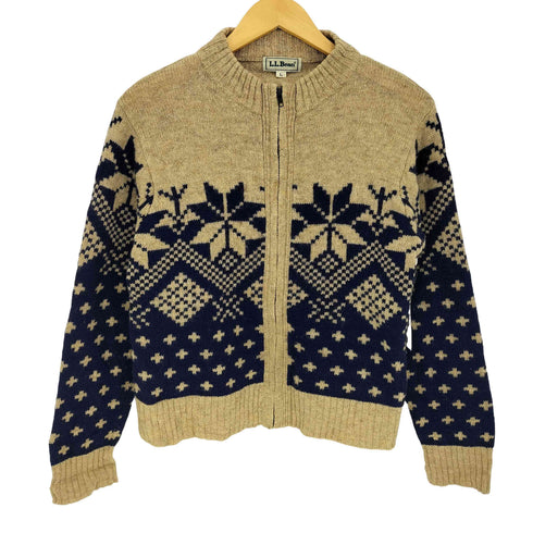 エルエルビーン L.L.Bean 雪柄 ウール ジップアップニット レディース import:L