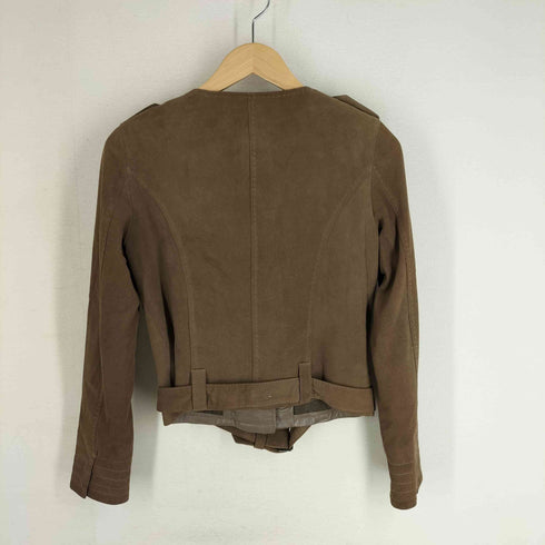 リフレクト Reflect 羊革 スエード ノーカラー ライダースジャケット レディース JPN:9号