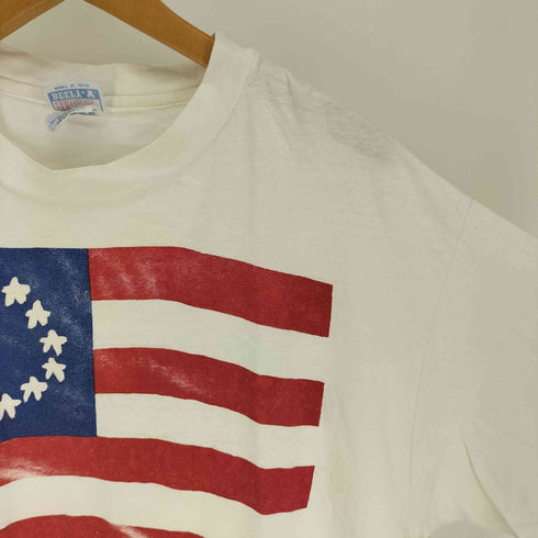 80S USA製 Hanes BEEFY ボディ独立 13州 星条旗 プリント Tシャツ コピーライト1989 メンズ import:XL