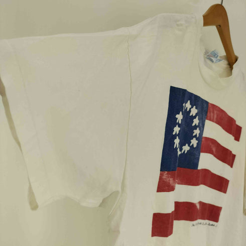 80S USA製 Hanes BEEFY ボディ独立 13州 星条旗 プリント Tシャツ コピーライト1989 メンズ import:XL
