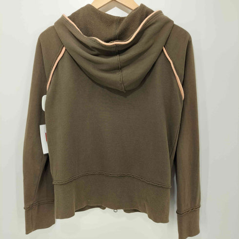 カルバンクラインジーンズ Calvin Klein Jeans 00S Y2K 蝶々デザイン バタフライ ラインストーン 切りっぱなし ジップアップパーカー レディース M