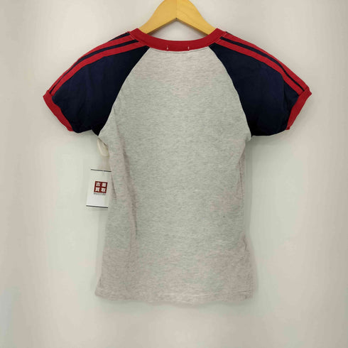 アディダス adidas 80S デサント製 トレフォイルロゴプリント リンガーTシャツ レディース S-M