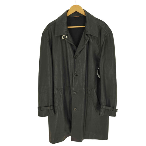 SERAPHIN フランス製 裏地カシミヤ混 DEER LEATHER ディアスキン 鹿革 ロング チェスター コート チンスト メンズ EUR:52