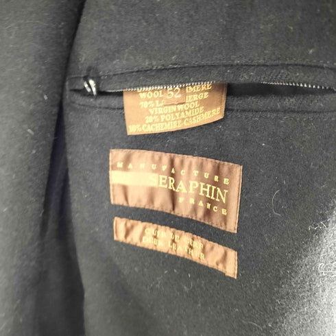 SERAPHIN フランス製 裏地カシミヤ混 DEER LEATHER ディアスキン 鹿革 ロング チェスター コート チンスト メンズ EUR:52