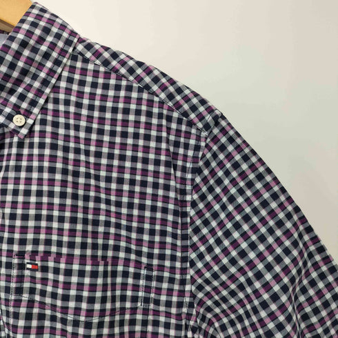 トミーヒルフィガー TOMMY HILFIGER チェック柄 ロゴ刺繍 ボタンダウン ショートスリーブシャツ メンズ import:S