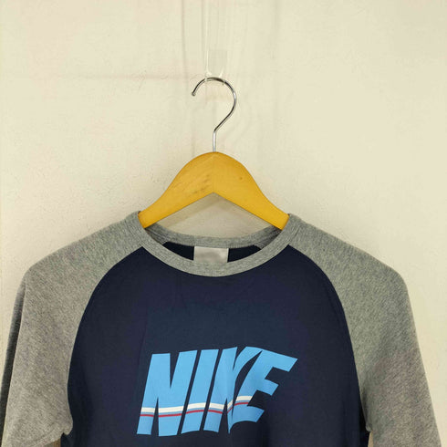 ナイキ NIKE 00s フロントラバーロゴプリント バイカラーラグランL/Sカットソー Y2K レディース JPN:M