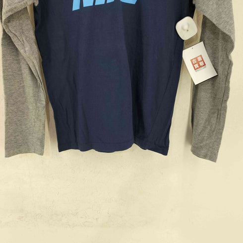 ナイキ NIKE 00s フロントラバーロゴプリント バイカラーラグランL/Sカットソー Y2K レディース JPN:M