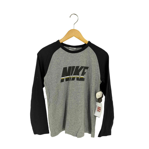 ナイキ NIKE 00s フロントラバーロゴプリント バイカラーラグランL/Sカットソー Y2K レディース JPN:M