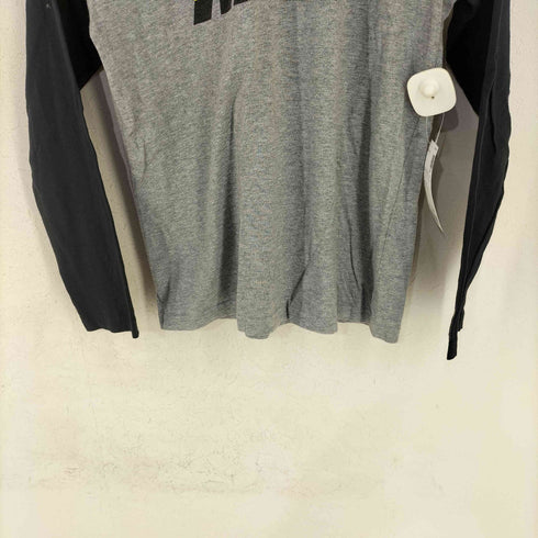 ナイキ NIKE 00s フロントラバーロゴプリント バイカラーラグランL/Sカットソー Y2K レディース JPN:M