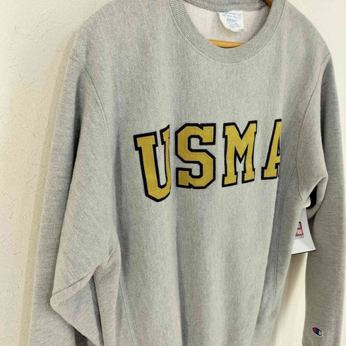 チャンピオン Champion 青単色タグ復刻 REVERSE WEAVE USMA ワッペン クルーネックスウェット メンズ import:S
