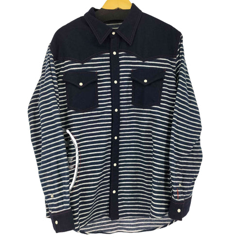 カステルバジャック CASTELBAJAC ボーダーデザイン L/S ウールシャツ メンズ 50