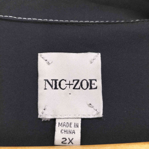 NIC+ZOE ホワイトステッチ開襟シャツ レディース 2X