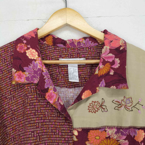 NAPA VALLEY 刺繍&フラワーデザイン開襟シャツ レディース 2X