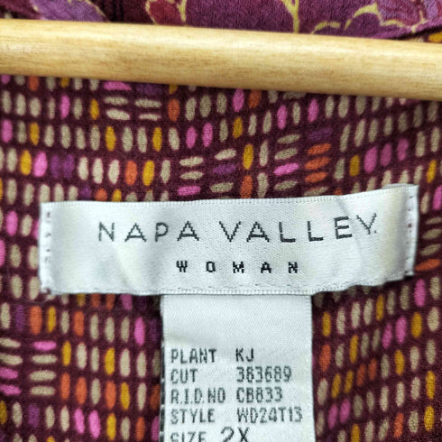 NAPA VALLEY 刺繍&フラワーデザイン開襟シャツ レディース 2X