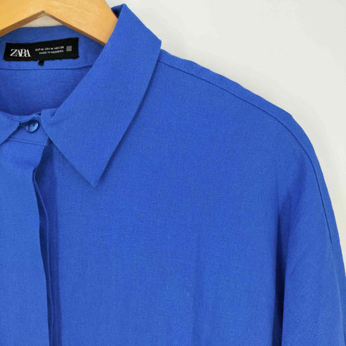 ザラ ZARA OVERSIZED LINEN BLEND SHIRT レディース import:M