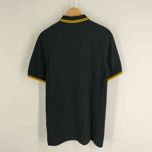 フレッドペリー FRED PERRY ロゴ刺繍 鹿の子 ポロシャツ ブラック×イエロー メンズ import:M