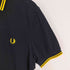 フレッドペリー FRED PERRY ロゴ刺繍 鹿の子 ポロシャツ ブラック×イエロー メンズ import:M