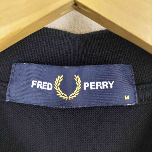 フレッドペリー FRED PERRY ロゴ刺繍 鹿の子 ポロシャツ ブラック×イエロー メンズ import:M