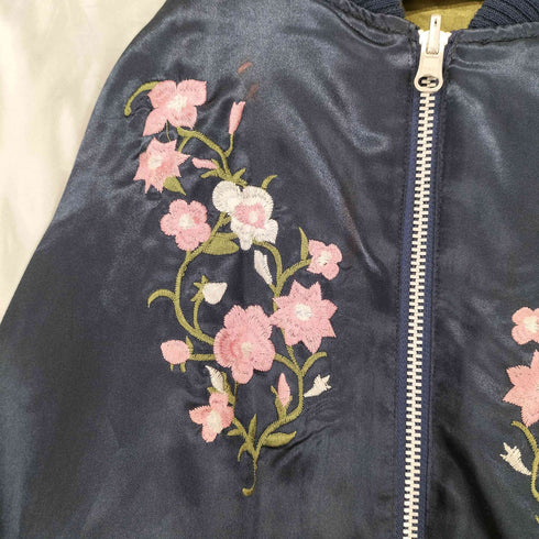 フラワー刺繍リバーシブルスカジャン レディース