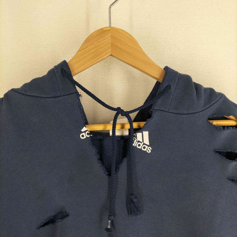 アディダス adidas リメイク ダメージ加工 パフォーマンスロゴ プルオーバーパーカー メンズ import:XXL