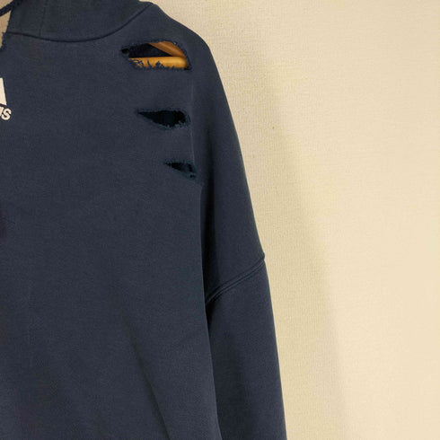 アディダス adidas リメイク ダメージ加工 パフォーマンスロゴ プルオーバーパーカー メンズ import:XXL
