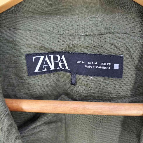 ザラ ZARA LINEN BLEND DOUBLE BREASTED BLAZER レディース import:M