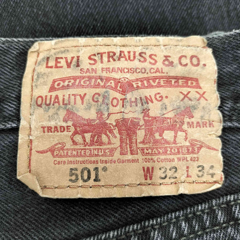 リーバイス Levis メキシコ製 501 ストレートデニムパンツ ブラックデニム メンズ 32/34