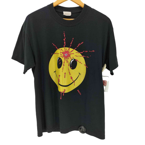 ヘインズ Hanes 90s-00s スマイリーガンショット ぶち抜き プリントクルーネックTシャツ 裾袖ダブル スマイル メンズ JPN:M