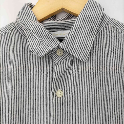 ナノユニバース NANO universe FRENCH LINEN ストライプ7分丈シャツ メンズ JPN:L