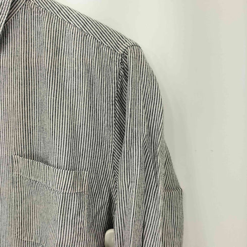 ナノユニバース NANO universe FRENCH LINEN ストライプ7分丈シャツ メンズ JPN:L